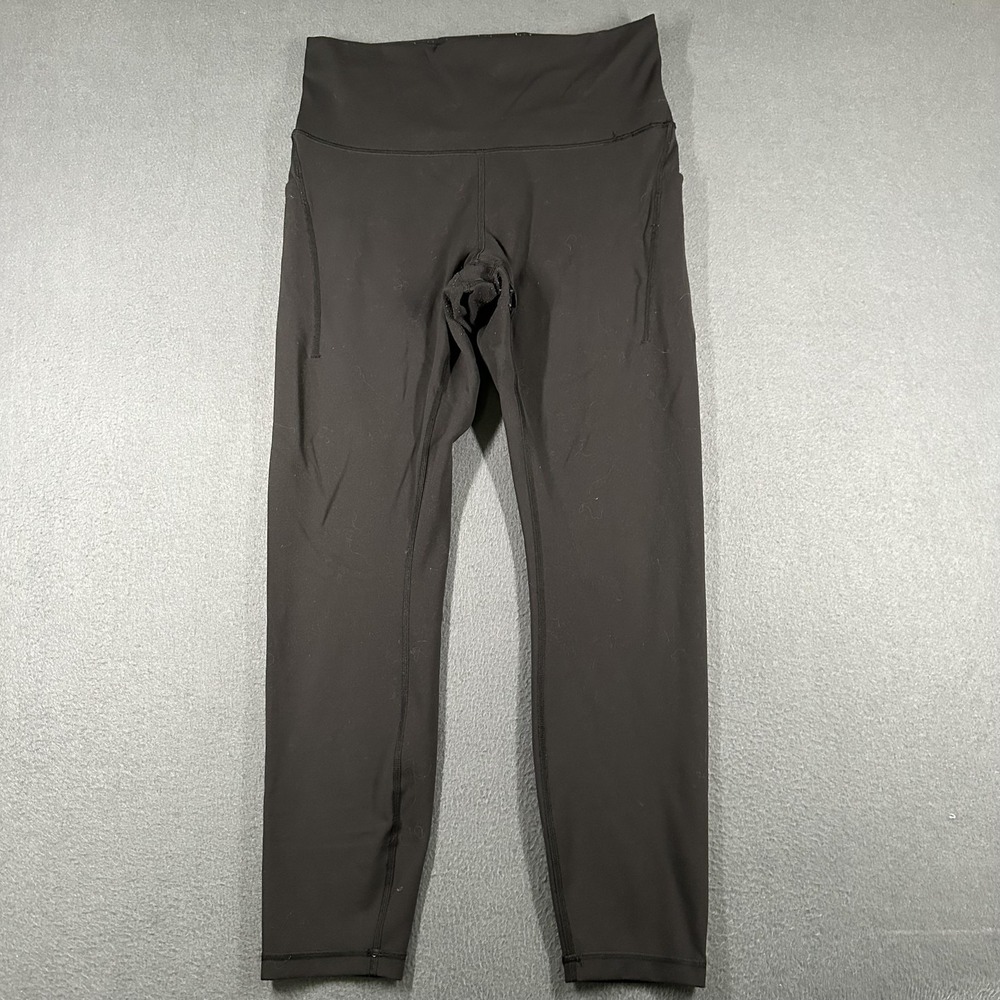 Lululemon Wunder Train High Rise Leggings Womens 10 Black Pockets 25 Inseam